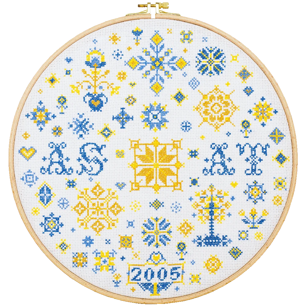 Abris Art Siuvinėjimo kryželiu rinkinys „Šeimos sampleris“ su karoliukais, 30x30 cm