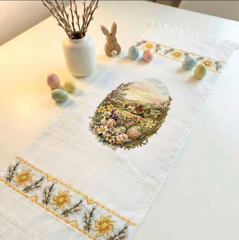 Abris Art Siuvinėjimo kryželiu rinkinys „Žydintis velykinis rankšluostis“ 95x33