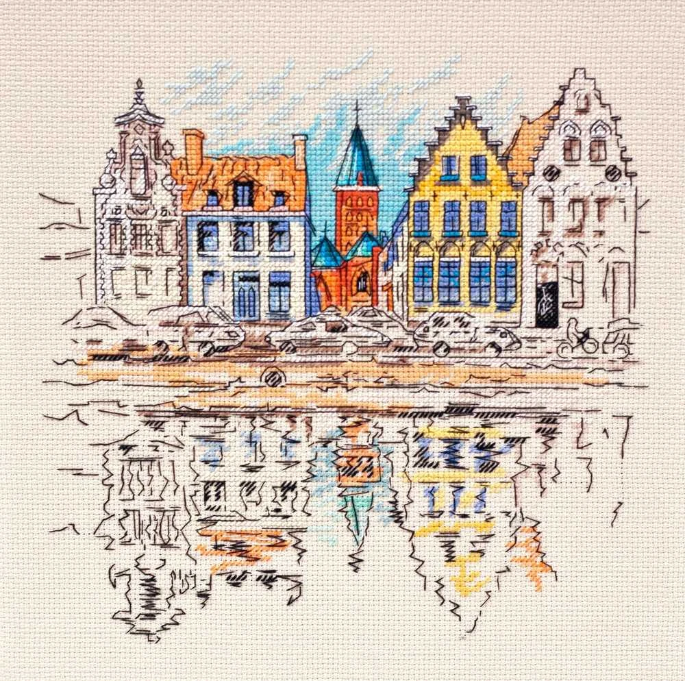 Abris Art Siuvinėjimo kryželiu rinkinys „Spalvingas miestas“, 14 ct, 22×22 cm