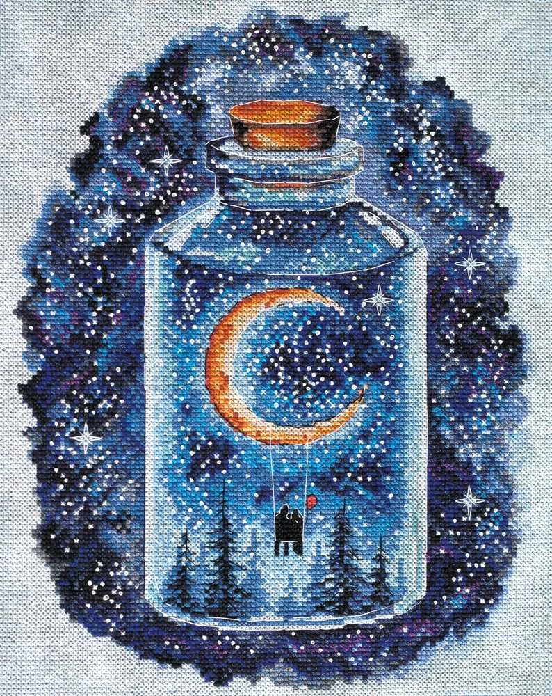 Abris Art Siuvinėjimo kryželiu rinkinys „Mėnuo įsimylėjėliams“, 22×28 cm, 14 ct, 33 sp.