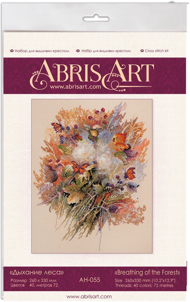 Abris Art Siuvinėjimo kryželiu rinkinys Miško kvėpavimas, 14 ct, 40 spalvų, 26×33 cm