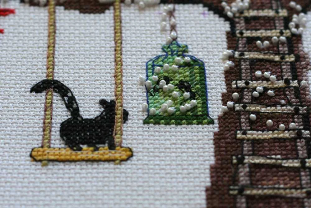 Abris Art Siuvinėjimo kryželiu rinkinys Kačių namas 33x33, 14 ct, su karoliukais