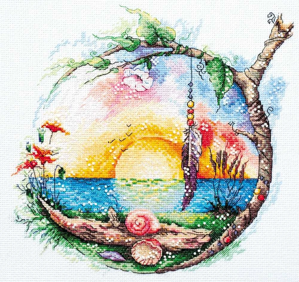 Abris Art Siuvinėjimo kryželiu rinkinys „Saulėtas rojus“, 25x25 cm paveikslas