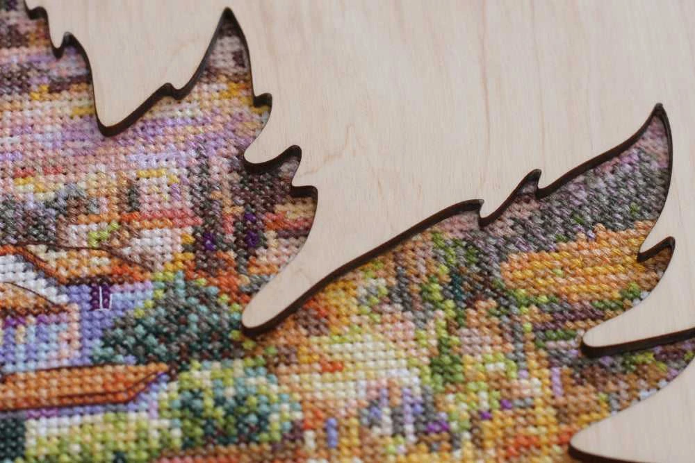 Abris Art Siuvinėjimo kryželiu rinkinys Levandų laukai, 14 ct, medinis rėmelis