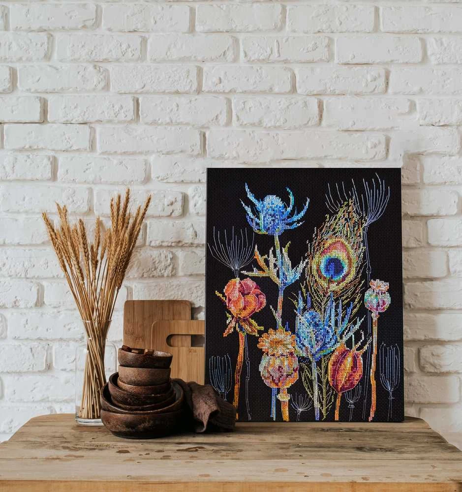 Abris Art Siuvinėjimo kryželiu rinkinys Remembering, juodas 14 ct, 22x30 cm, 34 spalvos