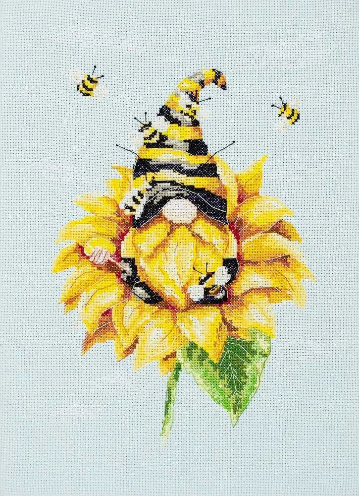 Abris Art Siuvinėjimo kryželiu rinkinys „Bitininkas“, 14 ct mėlyna drobė, 30×22 cm