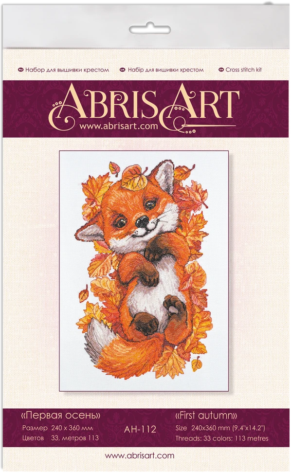 Abris Art Siuvinėjimo kryželiu rinkinys „Pirmasis ruduo“, 24×36 cm, 14 ct, 33 spalvos