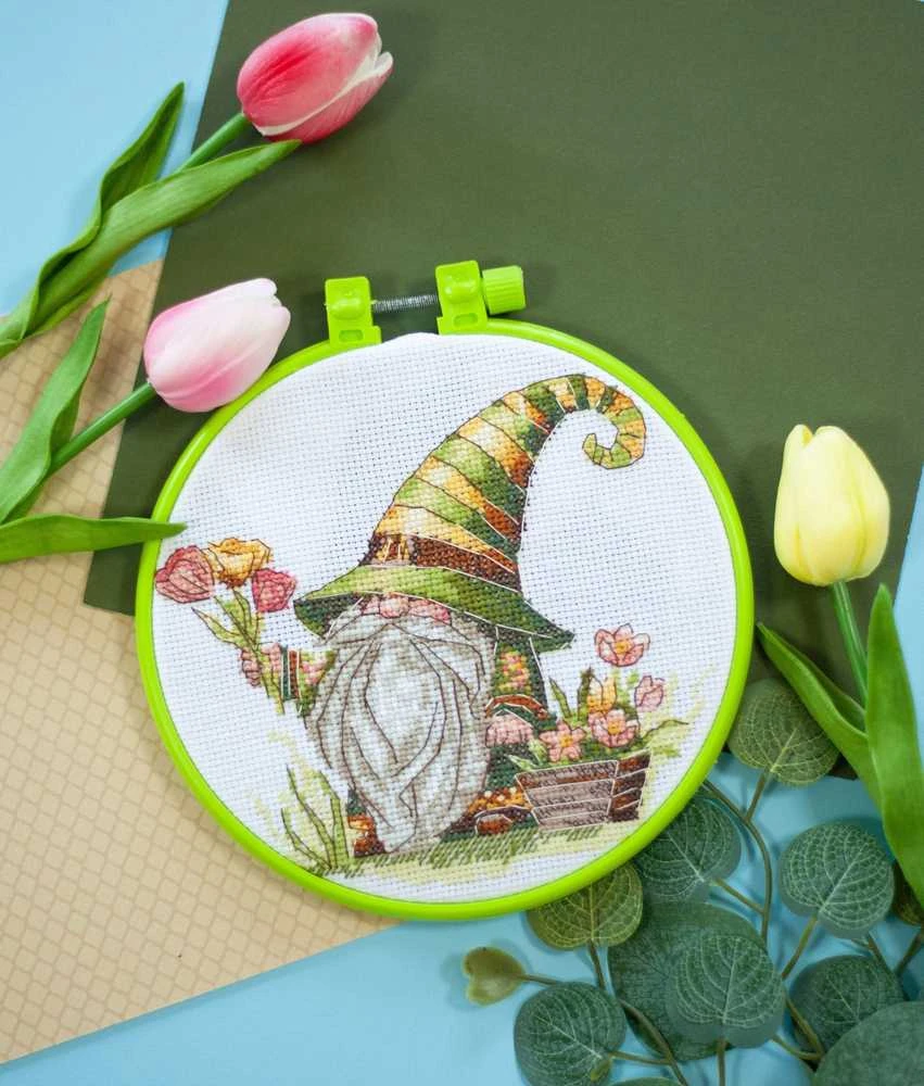 Abris Art Siuvinėjimo kryželiu rinkinys su rėmeliu „Floristė“ 15x15 cm