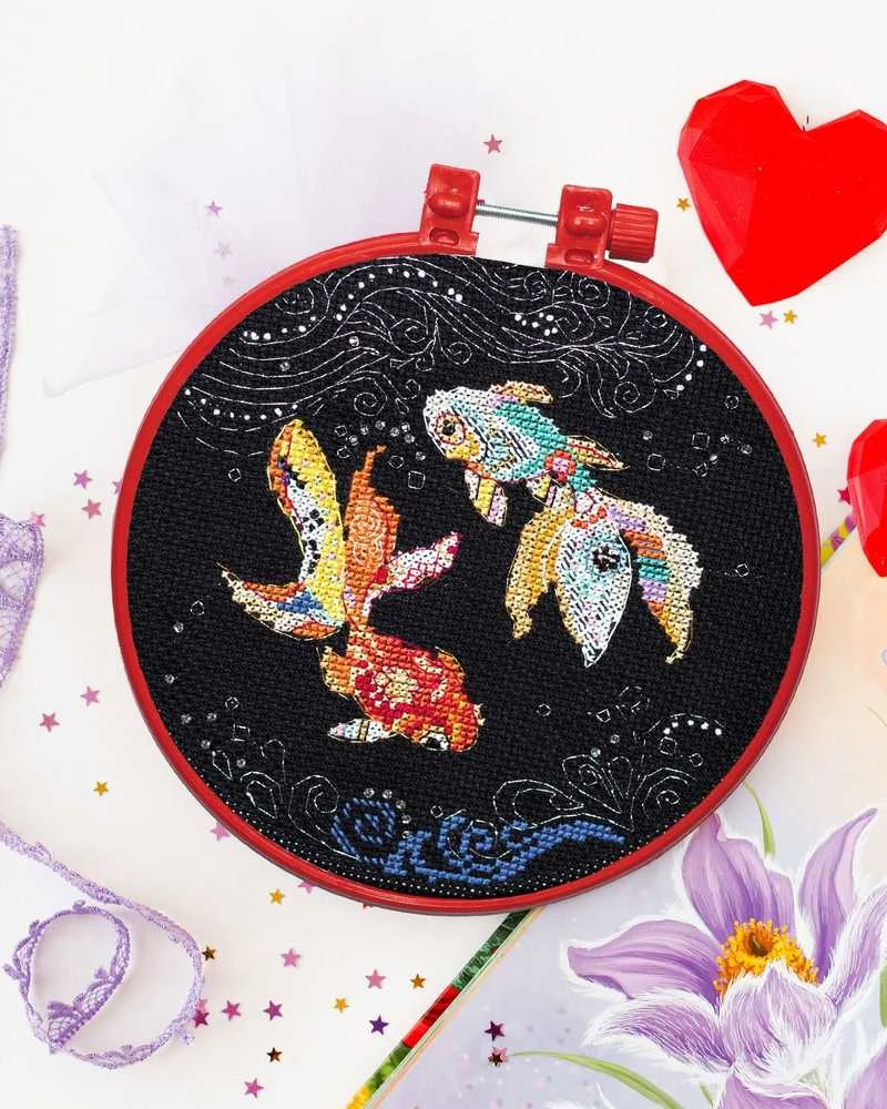 Abris Art Siuvinėjimo kryželiu rinkinys su lankeliu „Švelnios bangos“ 15x15