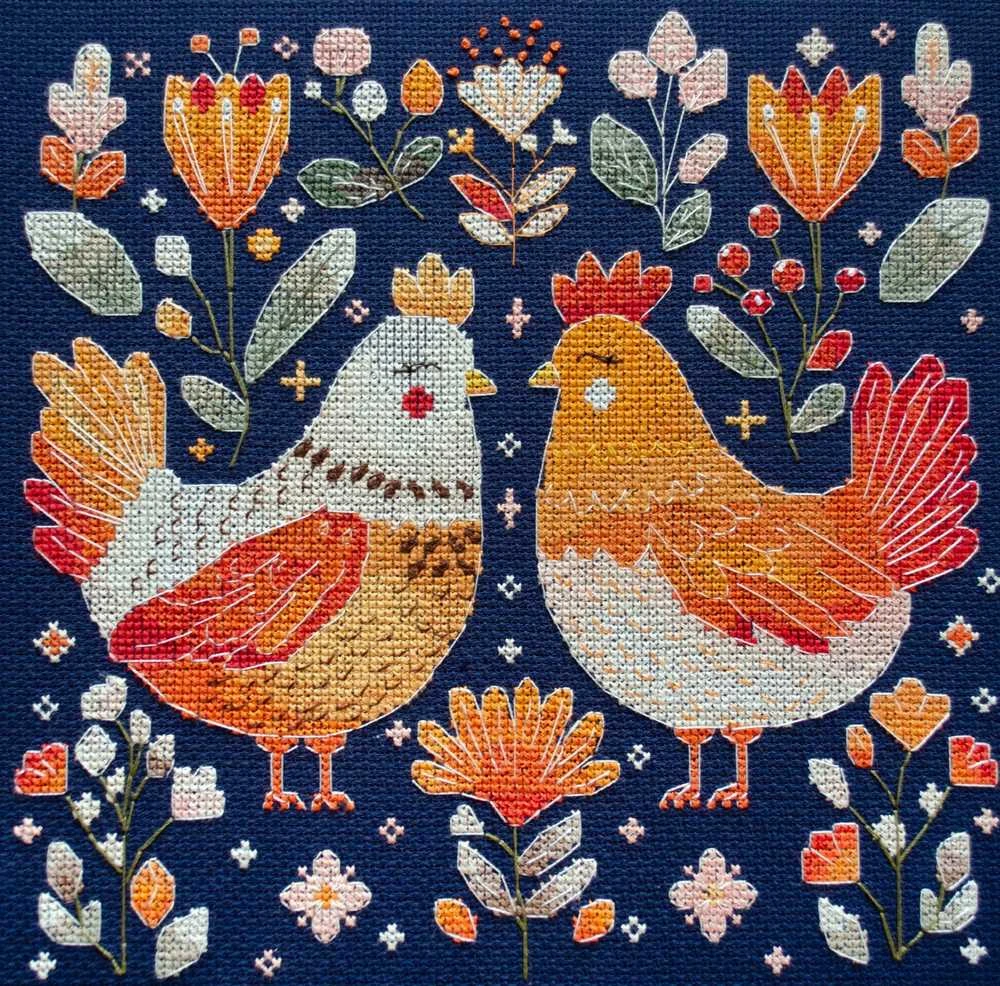 Abris Art Siuvinėjimo kryželiu rinkinys „Geriausios vištų draugės“ 23x23 cm