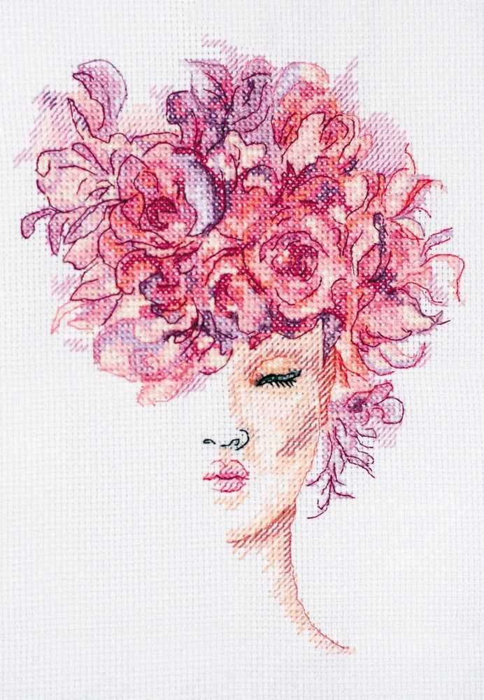 Abris Art Siuvinėjimo kryželiu rinkinys Gėlių gracija, 14 ct, 22 spalvos, 15×18 cm