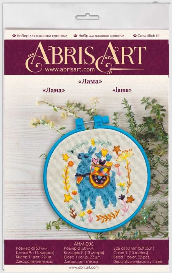 Abris Art Siuvinėjimo kryželiu rinkinys „Lama“ 15x15 cm su schema ir siūlais