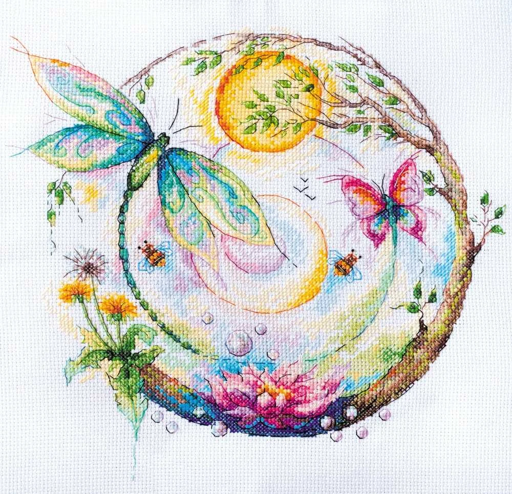 Abris Art Siuvinėjimo kryželiu rinkinys „Spalvų magija“, 14 ct, 38 spalvų, 25×23 cm