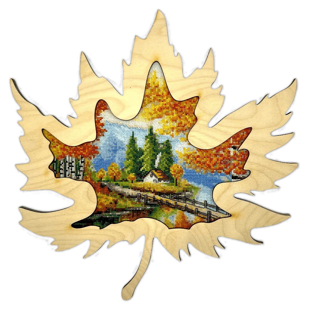 Abris Art Siuvinėjimo kryželiu rinkinys Rudens kvapas, 18 ct, lapo rėmelis, 20×16 cm