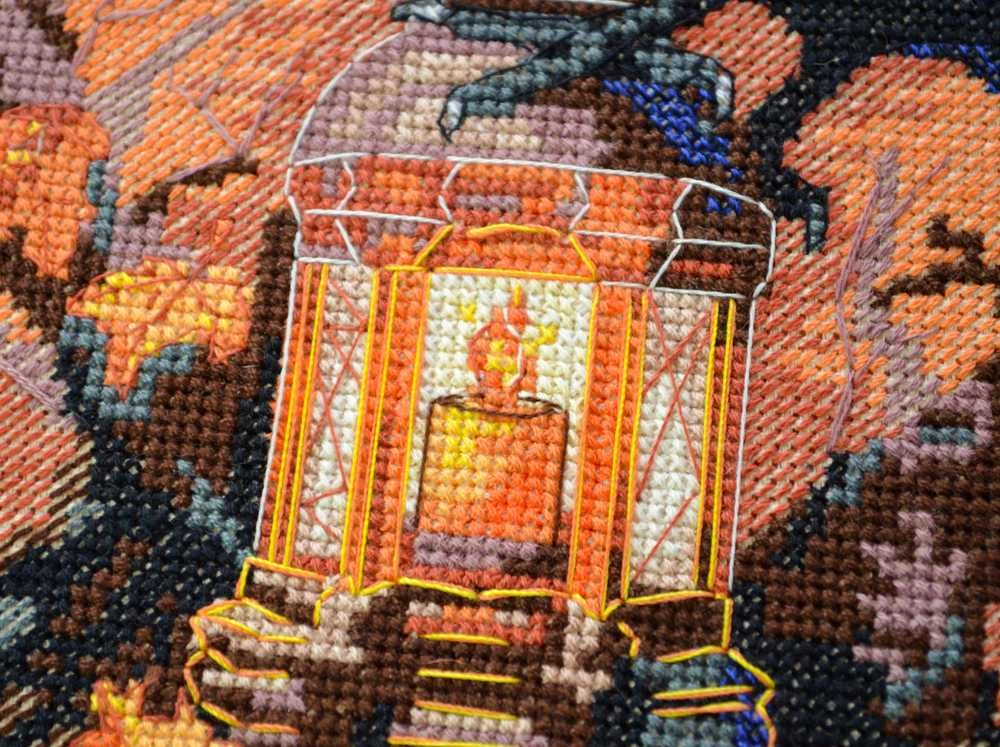Abris Art Siuvinėjimo kryželiu rinkinys „Nakties sargyba“, 24x25 cm, 14 ct, kavos drobė
