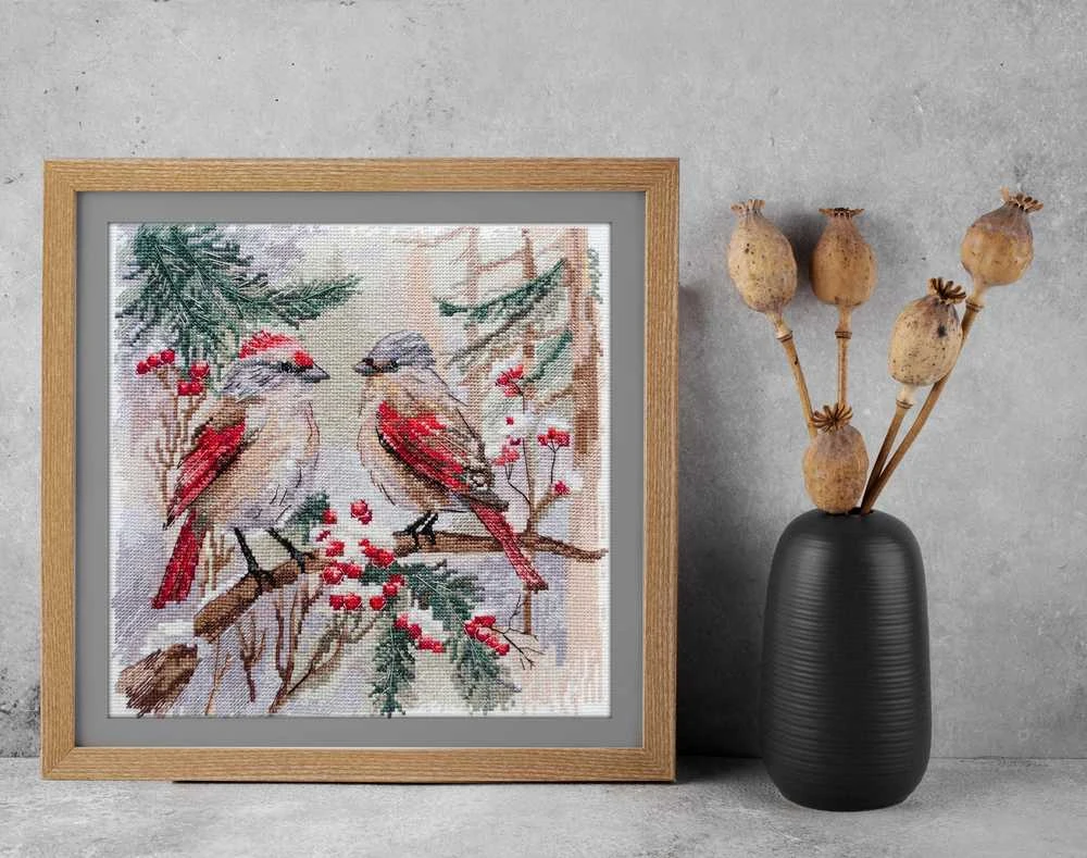 Abris Art Siuvinėjimo kryželiu rinkinys Žiemos čiulbėjimas, 25x25 cm, 14 ct