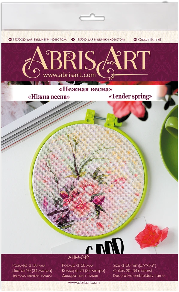 Abris Art Siuvinėjimo kryželiu rinkinys „Švelnus pavasaris“ 14 ct, 15x15 cm