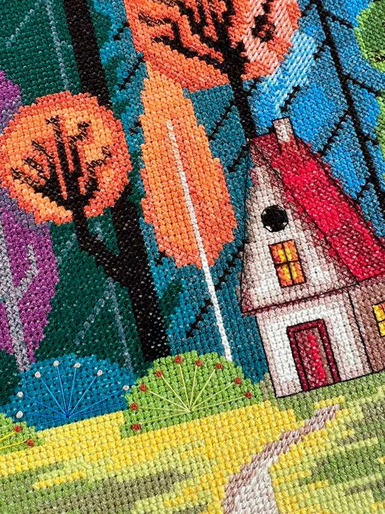 Abris Art Siuvinėjimo kryželiu rinkinys „Jauku miške“, 14 ct, 32×41 cm, 25 spalvų