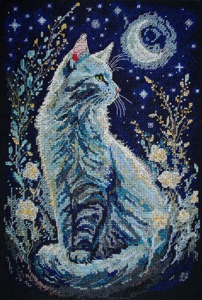 Abris Art Siuvinėjimo kryželiu rinkinys „Naktinis svečias“ 22×32 cm, 14ct, su karoliukais