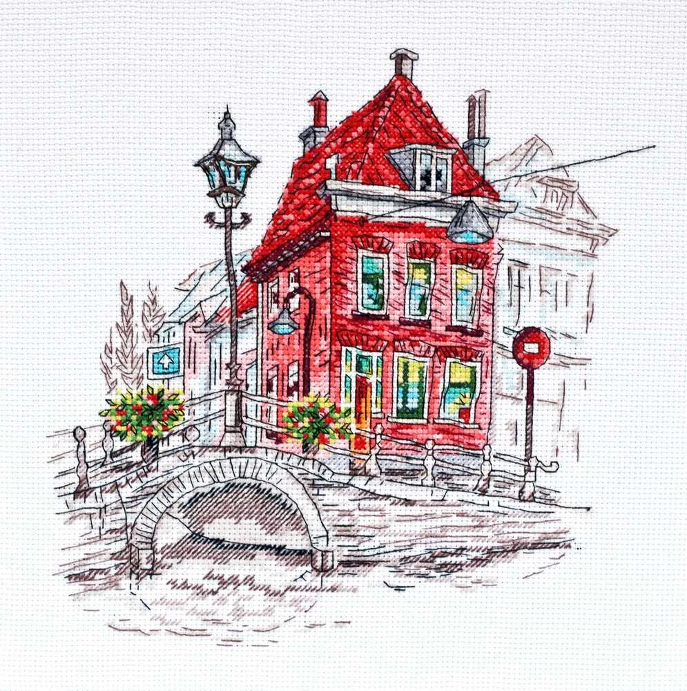 Abris Art Siuvinėjimo kryželiu rinkinys Spalvotas miestelis, 20x22 cm, 14 ct
