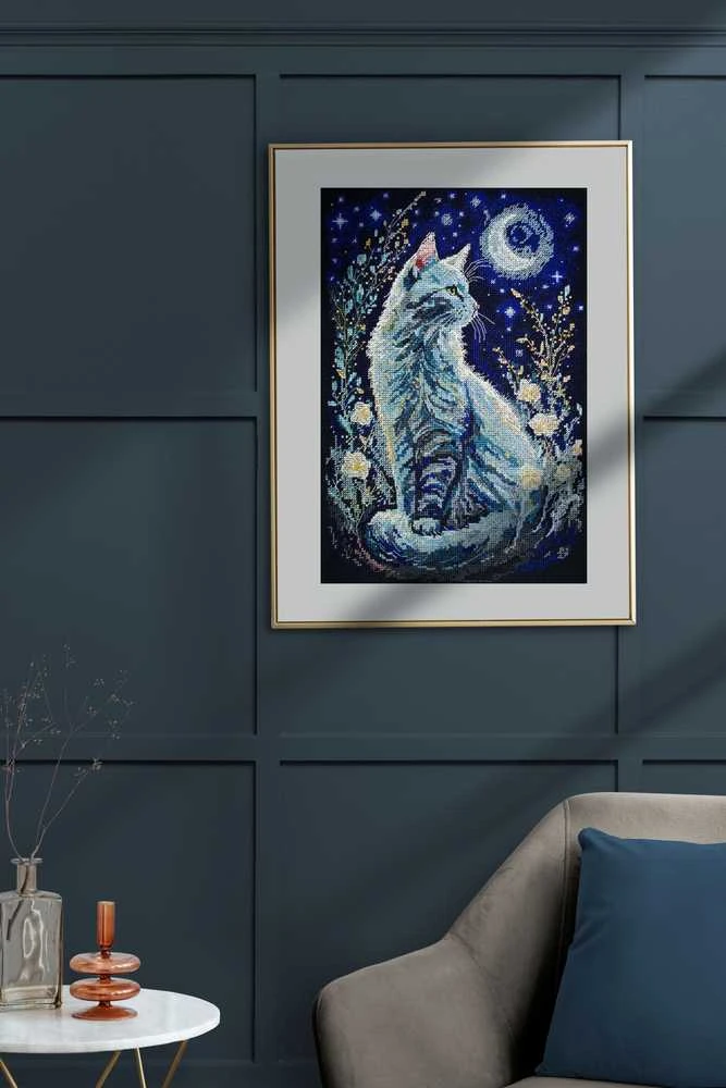 Abris Art Siuvinėjimo kryželiu rinkinys „Naktinis svečias“ 22×32 cm, 14ct, su karoliukais