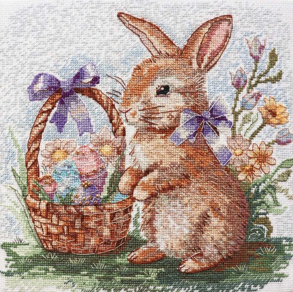 Abris Art Siuvinėjimo kryželiu rinkinys su karoliukais „Švenčių paieškose“ 19x19 cm
