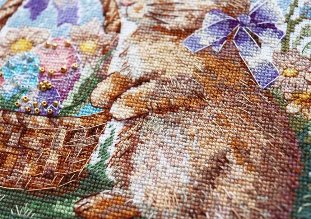 Abris Art Siuvinėjimo kryželiu rinkinys su karoliukais „Švenčių paieškose“ 19x19 cm