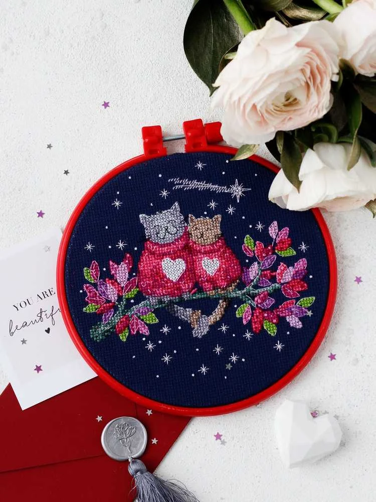 Abris Art Siuvinėjimo kryželiu rinkinys Pasimatymas po žvaigždėmis 14ct 15x15 cm