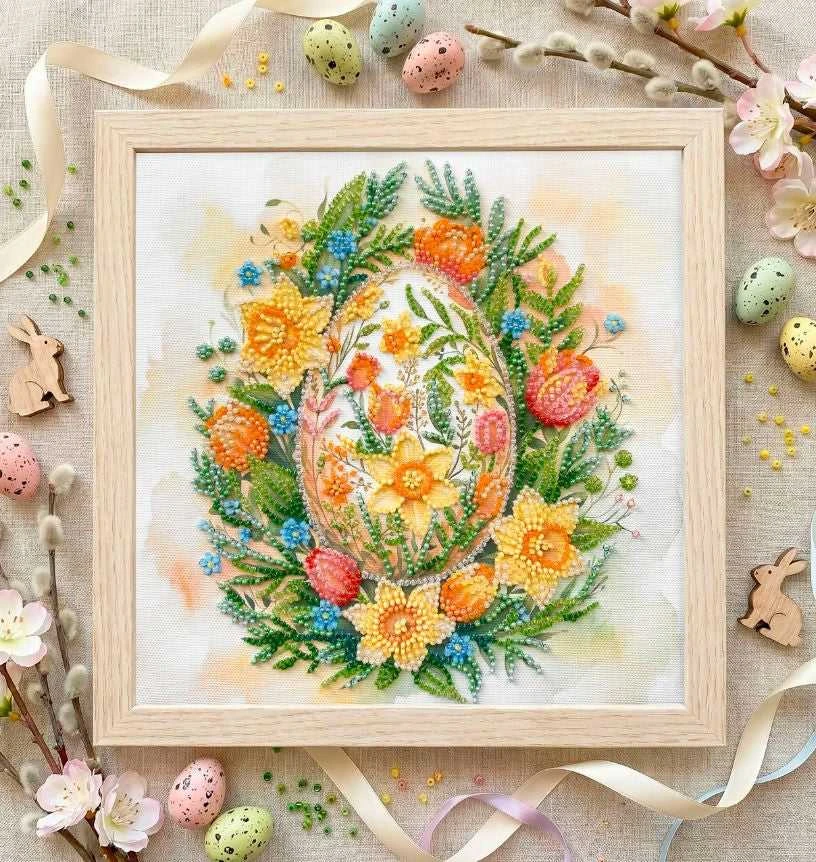 Abris Art Velykinis karoliukų siuvinėjimo rinkinys „Velykų simbolis“ 20x20 cm