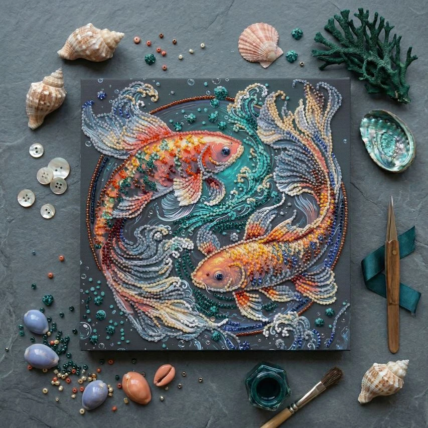 Abris Art Vidutinio dydžio karoliukų siuvinėjimo rinkinys „Šokis tarp bangų“ 20x20