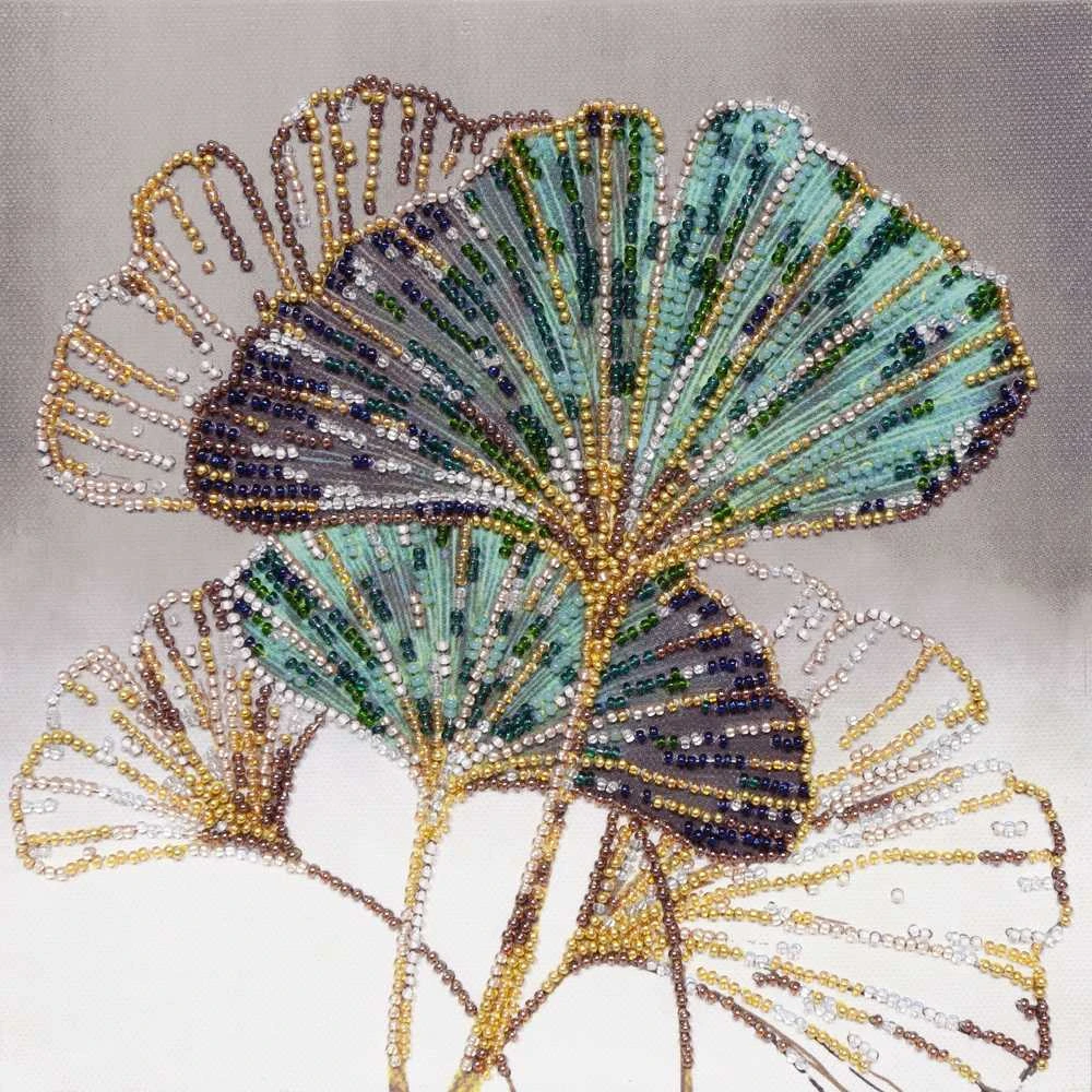 Abris Art Vidutinis siuvinėjimo karoliukais rinkinys „Smargdiniai lapai“ 20x20 cm