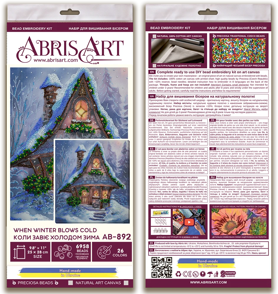 Abris Art Žiemos pasaka karoliukų siuvinėjimo rinkinys paveikslui 25x28 cm
