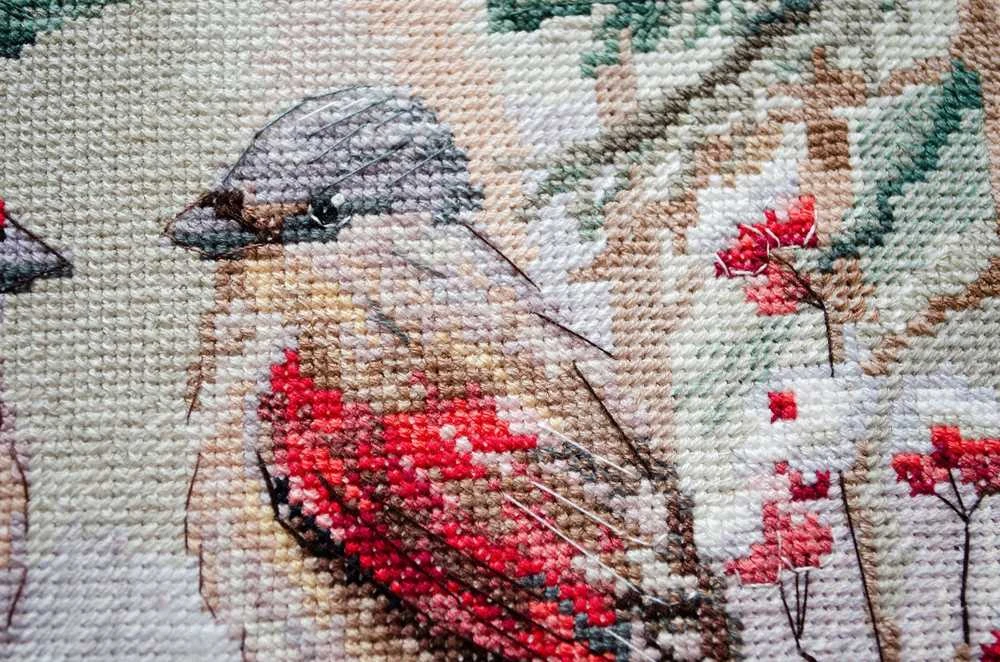 Abris Art Siuvinėjimo kryželiu rinkinys Žiemos čiulbėjimas, 25x25 cm, 14 ct