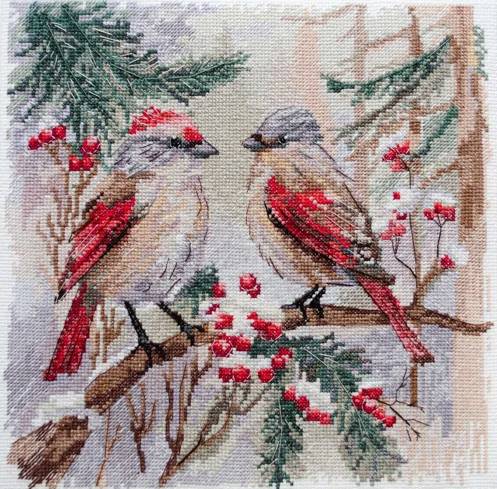 Abris Art Siuvinėjimo kryželiu rinkinys Žiemos čiulbėjimas, 25x25 cm, 14 ct