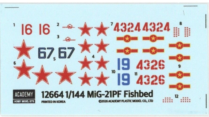 Academy MiG-21PF Fishbed plastikinis lėktuvo modelis 1/144