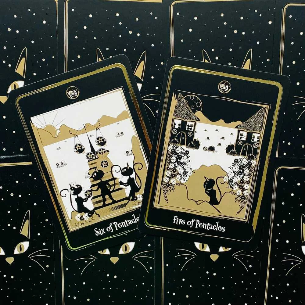 AGM Golden Juodas Cat Tarot Kortos