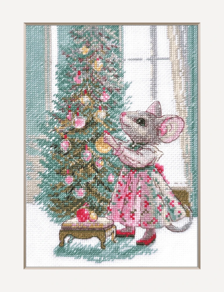 Riolis Kryželiu siuvinėjimo rinkinys. „Linksmasis peliukas“ 15x21 cm SRA1026