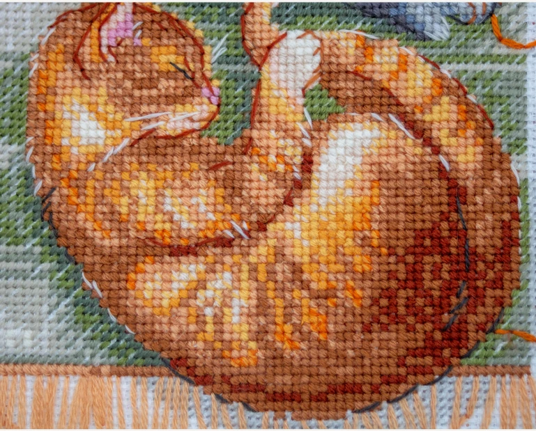Aine Katės ir siūlai – kryželiu siuvinėjimo rinkinys su Aida 14 ct, 20x20
