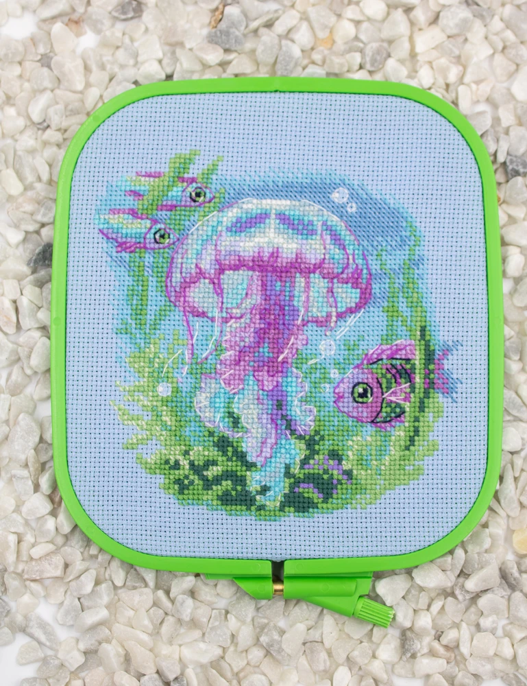 Aine Kūdikio medūzos kryželiu siuvinėjimo rinkinys 15x15 cm, Aida 14 ct