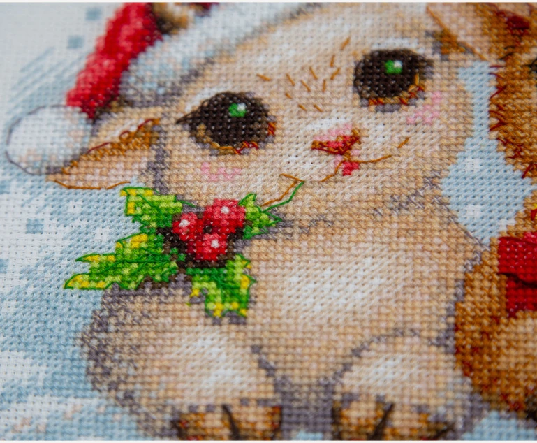 Aine Siuvinėjimo kryželiu rinkinys „Christmas Joy“ – Kalėdų gyvūnėliai, 30 x 21 cm