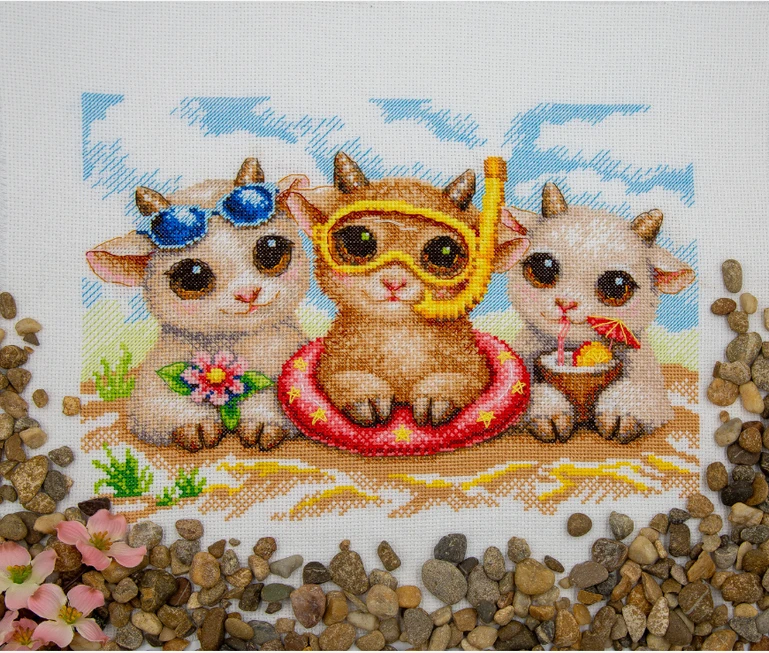 Aine Siuvinėjimo kryželiu rinkinys „Summer Joy“ – vasaros atostogos, 30 x 21 cm