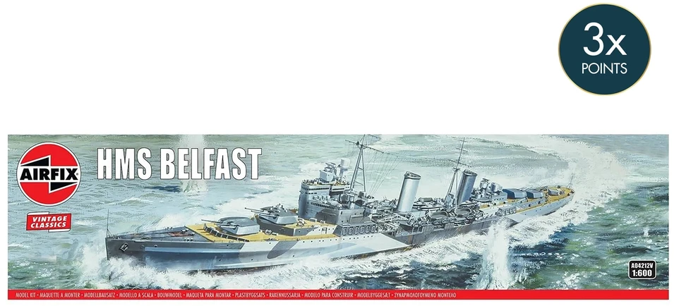 Airfix HMS Belfast 1:600 plastikinis surenkamas laivo modelis 31,1 cm
