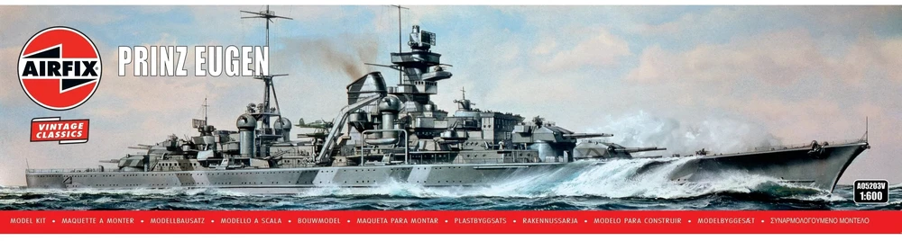 Airfix Prinz Eugen 1:600 plastikinis surenkamas laivo modelis 35,4 cm