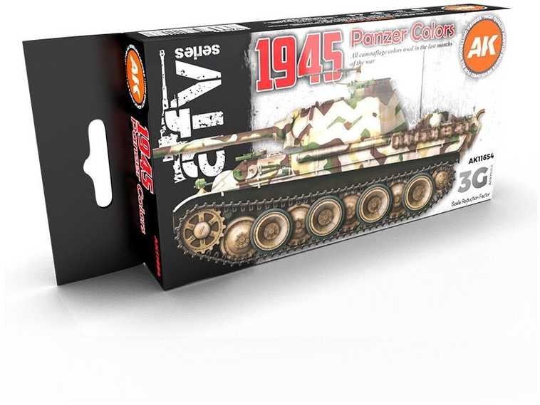 AK Interactive 1945 Panzer spalvos, 3 Gen akrilinių dažų rinkinys