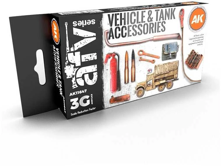 AK Interactive 3 kartos akrilinių dažų rinkinys technikos ir tankų aksesuarams