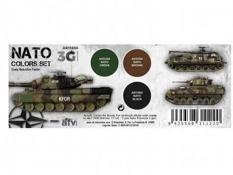 AK Interactive 3 kartos NATO akrilinių dažų rinkinys (3 spalvos)