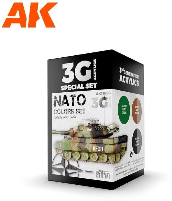 AK Interactive 3 kartos NATO akrilinių dažų rinkinys (3 spalvos)