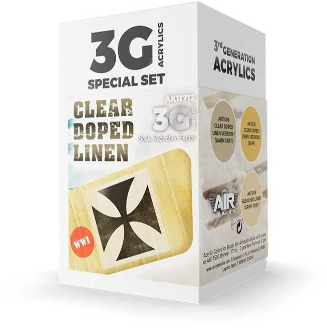 AK Interactive 3Gen akriliniai dažai Clear Doped Linen rinkinys