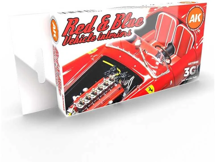 AK Interactive 3Gen raudonų ir mėlynų salonų akrilinių dažų rinkinys