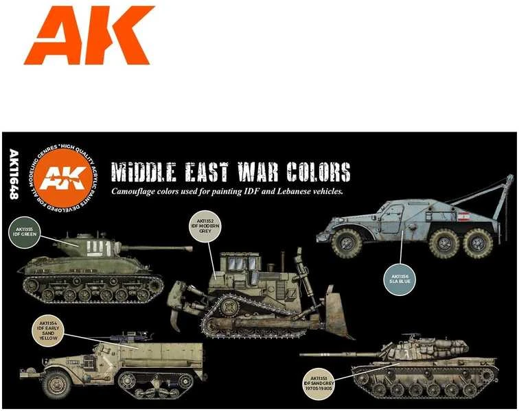 AK Interactive 3rd Gen akriliniai dažai Artimųjų Rytų karo, 6 spalvos AK11648